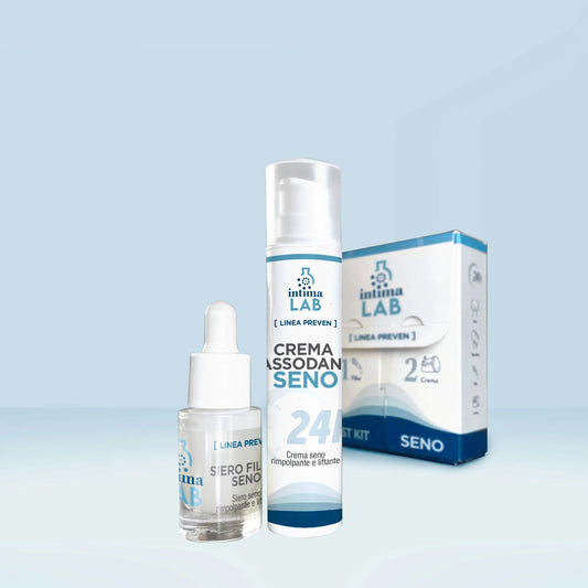 Mini Kit rassodante seno con siero e crema biologici e vegani di Intimalab, per un effetto push-up naturale. La miglior crema rassodante seno con Formula volumizzante arricchita di ialuronico e burro di karité per: idratare, volumizzare, tonificare e rimodellare il seno, migliorandone l'elasticità e la compattezza. Formato tascabile.