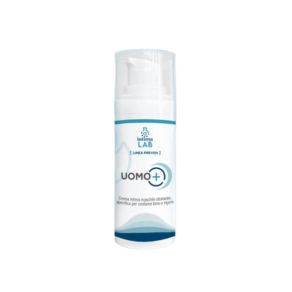 Crema idratante intima uomo IntimaLab tonificante e rinvigorente. Formula naturale biologica con acido ialuronico, specifica per il benessere maschile. Flacone da 50ml.
